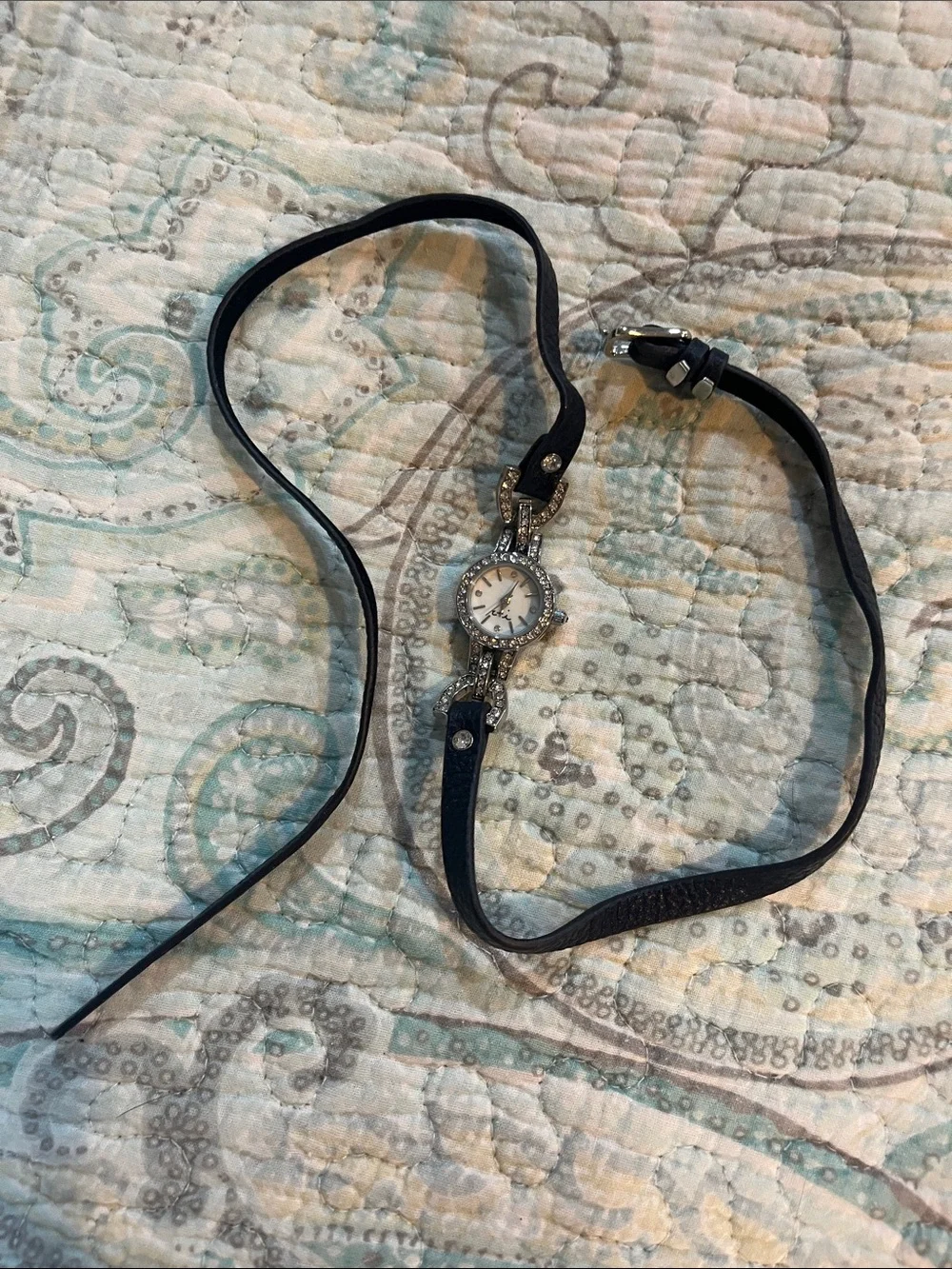 Chloe + Isabel Crystal-Accent Black Leather Watch & Bracelet Set